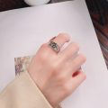 wholesale S925 Sterling Silver Vintage 3D Floral Design Ring Dark Gothic Style Fashion Trend Index Finger Ring-0-1