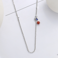 wholesale S925 sterling silver vintage resin blue gourd and southern red agate necklace with ethnic-inspired bohemian design, a collarbone chain-0-2