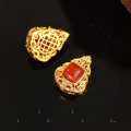 wholesale S925 gold-plated fittings with inlaid South Red Agate spacer beads, through-hole DIY handmade string bracelet necklace accessories-0-5