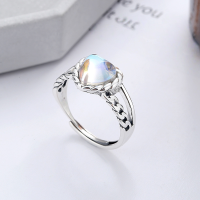 wholesale S925 Sterling Silver Korean-style Moonstone Woven Heart-shaped Double-layer Adjustable Ring for Women-YFJ503/approx. 3g Adjustable opening