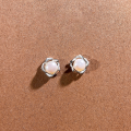 wholesale S925 Sterling Silver Minimalist Petal Freshwater Pearl Earrings for Women, Small and Elegant Vintage Style Accessories Gift for Girlfriend-0-5