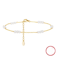 wholesale S925 Sterling Silver Cloud-Pull Jewelry, Natural Freshwater Rice Pearl, O-Shaped Anklet Factory Direct Wholesale-14K gold + natural freshwater pearls &gt; 925 silver
