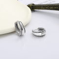 wholesale S925 Sterling Silver Korean-style Retro Textured Twist Design Commuter-friendly Minimalist Earrings-0-0