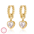 wholesale S925 Sterling Silver French Retro Palace Style Earrings for Women, Heart-Shaped Zircon Ear Hoops, Cross-Border Supply Women's Jewelry-0-0