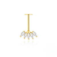 wholesale S925 Sterling Silver Classic Marquise Zircon Flat Head Threaded Ear Cartilage Stud,-Single gold #1