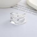 wholesale S925 Sterling Silver European and American Minimalist Style Simple Lines Wide Band Niche Design Trendy Open Ring-0-2