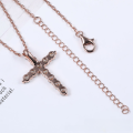 wholesale 925 Sterling Silver Plated with 18K Gold Cross Pendant Necklace for Women, Set with 11 Pieces of 10-Point D Color Moissanite, Cross-Border Wholesale-0-2