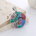 wholesale S990 pure silver ethnic style epoxy colored glaze koi fish lotus with openwork coin back DIY accessory pendant-0-1