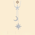 wholesale 925 Silver Fashion Ins Style Crescent Moon Long Fringe Choker Necklace Cross-Border New Non-Fading Light Luxury Jewelry Accessory-0-0