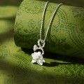 wholesale 999 Silver Lotus Root Silk Lotus Pendant Minimalist Necklace Vintage Chinese Style Small Design High-End Collarbone Chain-0-0