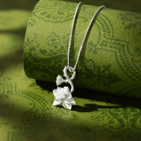 wholesale 999 Silver Lotus Root Silk Lotus Pendant Minimalist Necklace Vintage Chinese Style Small Design High-End Collarbone Chain-Pure Silver Good Luck Lotus Necklace Pure Silver