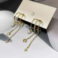 wholesale S925 sterling silver three-layer tassel star earrings, gentle and fairy-like, with a personalized design for women-0-4