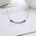 wholesale S925 Sterling Silver Creative Smiley Face Colorful Zircon Necklace, Trendy and Versatile Daily Wear Collarbone Chain-0-3