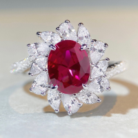 wholesale S925 Sterling Silver Pigeon Blood Red Ruby Ring with High Carbon Diamond and Zircon Gemstone for Women Wholesale-Pink Diamond-CBJZ247>9