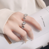 wholesale S925 silver retro antique-style Fu character koi ethnic fashion creative design open ring-YFJ1026/matte approx. 3.1g &gt; opening adjustable