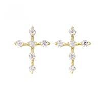wholesale 10K Gold Japanese-style lightweight luxury and elegant Moissanite cross earrings, versatile for daily wear-Gold 10k