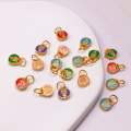 wholesale S925 gold-plated silver Zhajilamu Morandi oil-drip enamel pendant accessory for bracelet necklace DIY semi-finished product-0-0