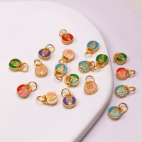 wholesale S925 gold-plated silver Zhajilamu Morandi oil-drip enamel pendant accessory for bracelet necklace DIY semi-finished product-Purple