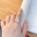 wholesale 925 Sterling Silver, White Chalcedony, Minimalist, Ins-style, Niche Design, Versatile, Adjustable Opening Ring for Women-0-0