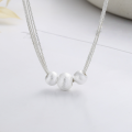 wholesale S925 Sterling Silver Trendy Multi-Layer Snake Chain with Brushed Sphere Pendant, Creative Heavy Duty Design Internet-Famous Necklace-0-1