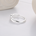 wholesale S925 Sterling Silver Adjustable Two-Tone Cross Ring for Women, Minimalist and Versatile Index Finger Ring-0-4