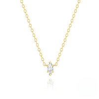 wholesale S925 Sterling Silver Classic Geometric Teardrop Marquise Ultra-sparkling Zircon Pendant Choker Necklace For Women-Gold#2 925 Silver