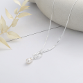 wholesale S925 Sterling Silver Korean Minimalist Artistic Geometric Line Interlay Pearl Accent Gentle Lady Necklace-0-1