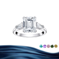 wholesale 18k Sterling Silver Square Moissanite Ring 2 Carat Genuine Diamond Emerald Cut Square Diamond Engagement Ring Moissanite Ring for Women-0-0