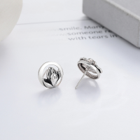 wholesale S925 silver retro vintage asymmetric lotus leaf literary and versatile trendy design earrings with ear pins-YFR504M/approx. 3.3g 925 silver