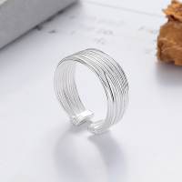 wholesale S925 Silver Korean Style Da Dong Men INS Minimalist Multi-Line Wrapped Niche Open Ring-YJ1322H/approx. 5.2g>Adjustable opening
