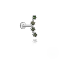 wholesale S925 Silver New Geometric Moss Agate Zircon Flat Threaded Ear Cartilage Stud, Hot Selling In Europe And America-Single platinum #9