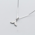 wholesale S925 silver necklace pendant, Korean-style diamond-encrusted mermaid tail pendant, cute collarbone chain D4388-0-1