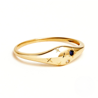wholesale S925 Sterling Silver Zodiac Constellation Star Zircon Ring For Women, European And American Cross-border Creative Ins French Style-Gold-Virgo No. 8