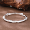 wholesale 999 sterling silver flourishing flower silver bracelet for women, solid silver adjustable mother's style silver bangle as Mother's Day gift-0-1