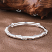 wholesale 999 Pure Silver Solid Sterling Silver Plain Bamboo Knot Flourishing Blossoms Bracelet for Mother's Day Gift-Bamboo 9999 silver bracelet about 24g>999 silver