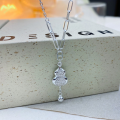 wholesale [999 Silver] Maker S999 Silver Gourd Inlaid Diamond Tassel Necklace for Women, Fashionable and Lightly Luxurious, Versatile and Exquisite Small Design Collarbone Chain-0-0