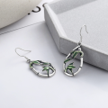 wholesale S925 sterling silver antique matte finish resin enamel leaf bamboo joint earrings with courtly elegance-0-2