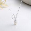 wholesale S925 Sterling Silver Korean Minimalist Artistic Geometric Line Interlay Pearl Accent Gentle Lady Necklace-0-0