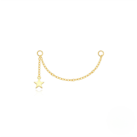 wholesale S925 Sterling Silver Long Chain Earrings With Star-shaped Zircon Accents-Single gold #6&gt;925 silver