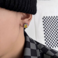 wholesale S925 Silver 8*8 Fat Square Yellow Diamond High Carbon Diamond Earrings for Foreign Trade Europe and America Cross-Border Platinum Ear-0-2