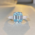 wholesale S925 Sterling Silver Aquamarine High Carbon Diamond Ring for Women Wholesale 6-Carat Zircon Stone Ring Cross-Border Bestseller-0-2