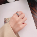 wholesale S925 Sterling Silver Minimalist Multi-Layer Irregular Lines Open Ring, Korean Style Creative Niche Index Finger Ring-0-2
