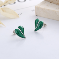 wholesale S925 Sterling Silver European and American Cross-Border Niche Design 3D Heart Gradient Green Trendy Stud Earrings-0-1