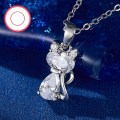 wholesale S925 sterling silver inlaid zirconia cat necklace, small animal, delicate and cute, niche design pendant collarbone chain-0-2