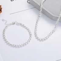 wholesale S925 Silver Fashionable Korean Japanese Minimalist INS Style Heart-Shaped Beaded Chain Trendy Versatile Set Necklace-YL560M bracelet / approx. 7.9g  925 silver