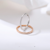 wholesale S925 Sterling Silver Rose Gold Plated Diamond Accent Stackable Ring for Women Wholesale-Diamond Ring - Rose &gt; Adjustable Opening