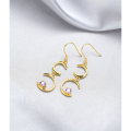 wholesale S925 Sterling Silver Moon Earrings for Women, Long Drop Style, Gold Plated with Crystal Accents, Hook Closure, Minimalist and Elegant Wholesale-0-2