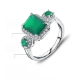 wholesale S925 Sterling Silver Luxury High-End Green Agate Ring, New Stylish Design Elegant Gemstone Ring-0-0