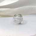 wholesale S925 Sterling Silver HJZ520 Japanese Korean Fashion Line Ring, INS Style Minimalist Multi-Layer Wrap Ring for Women-0-1
