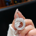 wholesale 990 Sterling Silver Pure Silver Peace Buckle Necklace Auspicious Words Round Pendant Unisex Buddha-style Gourd Zodiac Dragon Birth Year Gift-0-22